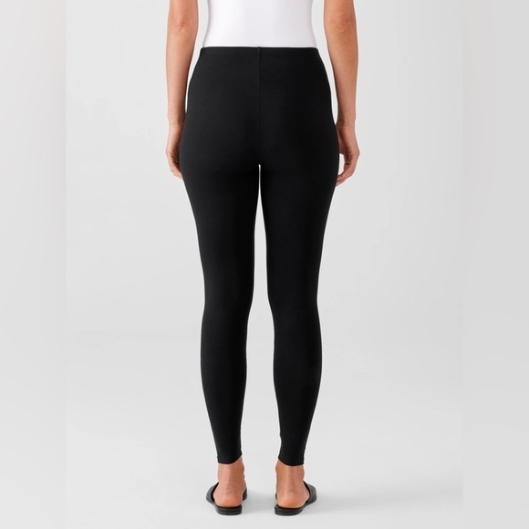 Eileen Fisher Viscose Jersey Ankle Black Leggings - Picture 2 of 8